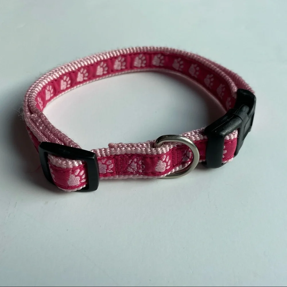 Dog Collar Pink Paws adjustable size 14” to 20” X 5/8” Guardian Gear puppy girl